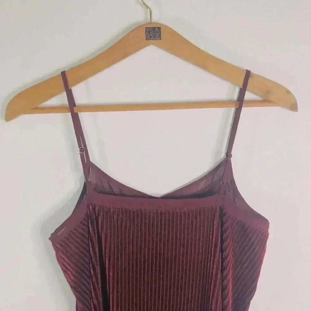 Mudd Burgundy Red Velvet Ribbed Shift Dress Women's Size M