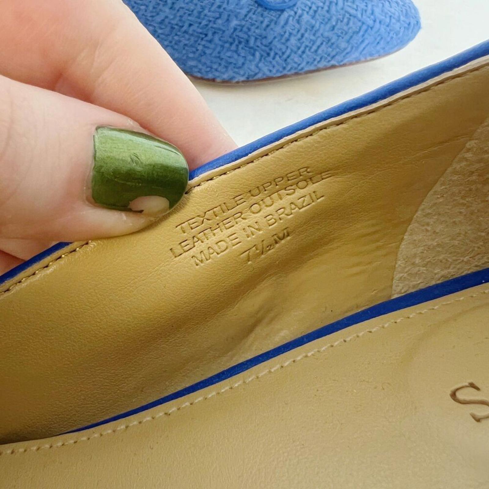 Like New Talbots Jane Bow Loafers Amherst Tweed in Capri Blue Flats Size 7.5