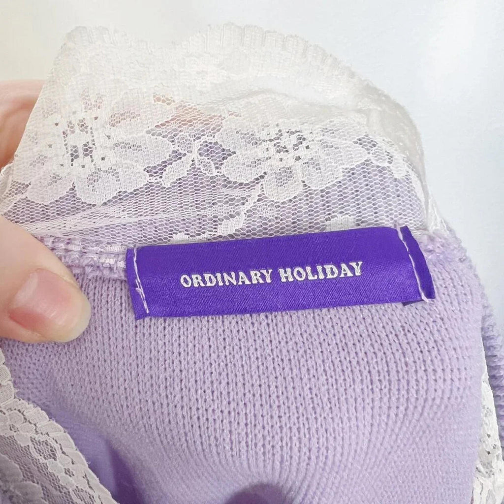 Ordinary Holiday Korean Light Purple Lavender Button Up Cardigan Lace Size L