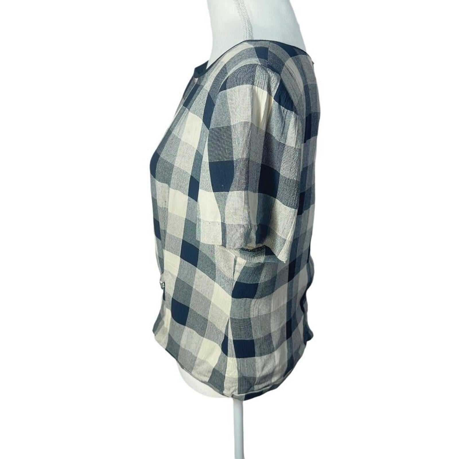 Vintage Jessica Howard Black and White Checkerboard Short Sleeve Blouse Size 14