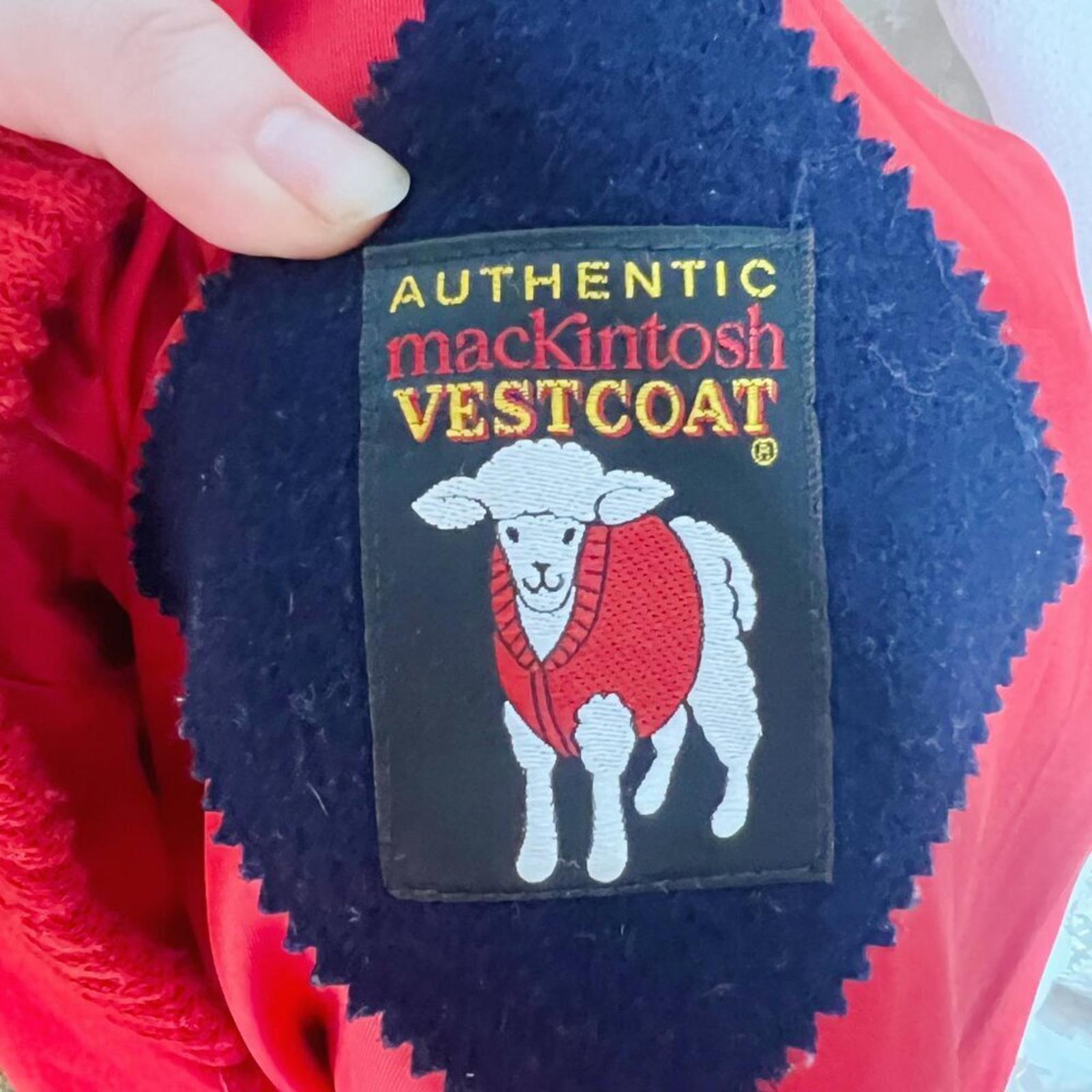 100% Wool Vintage Authentic MacKintosh Vestcoat Navy Blue and Red Jacket Size 6