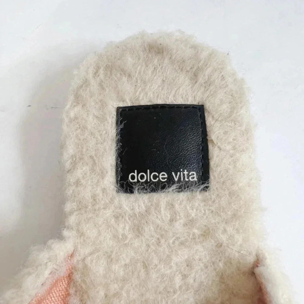 Dolce Vita Pela Cream Sherpa Mule Flat Silver Chain Women's Size 8