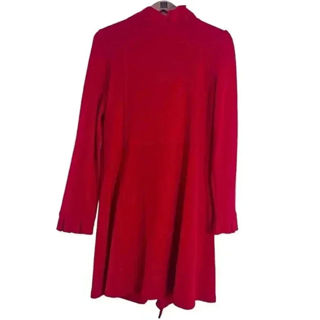 Madison Wool Red Ruffled Jacket Trench Coat Women's Size L