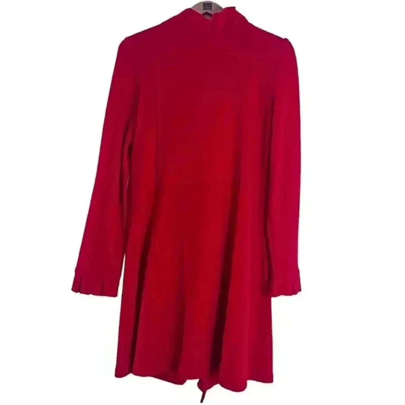 Madison Wool Red Ruffled Jacket Trench Coat Women's Size L