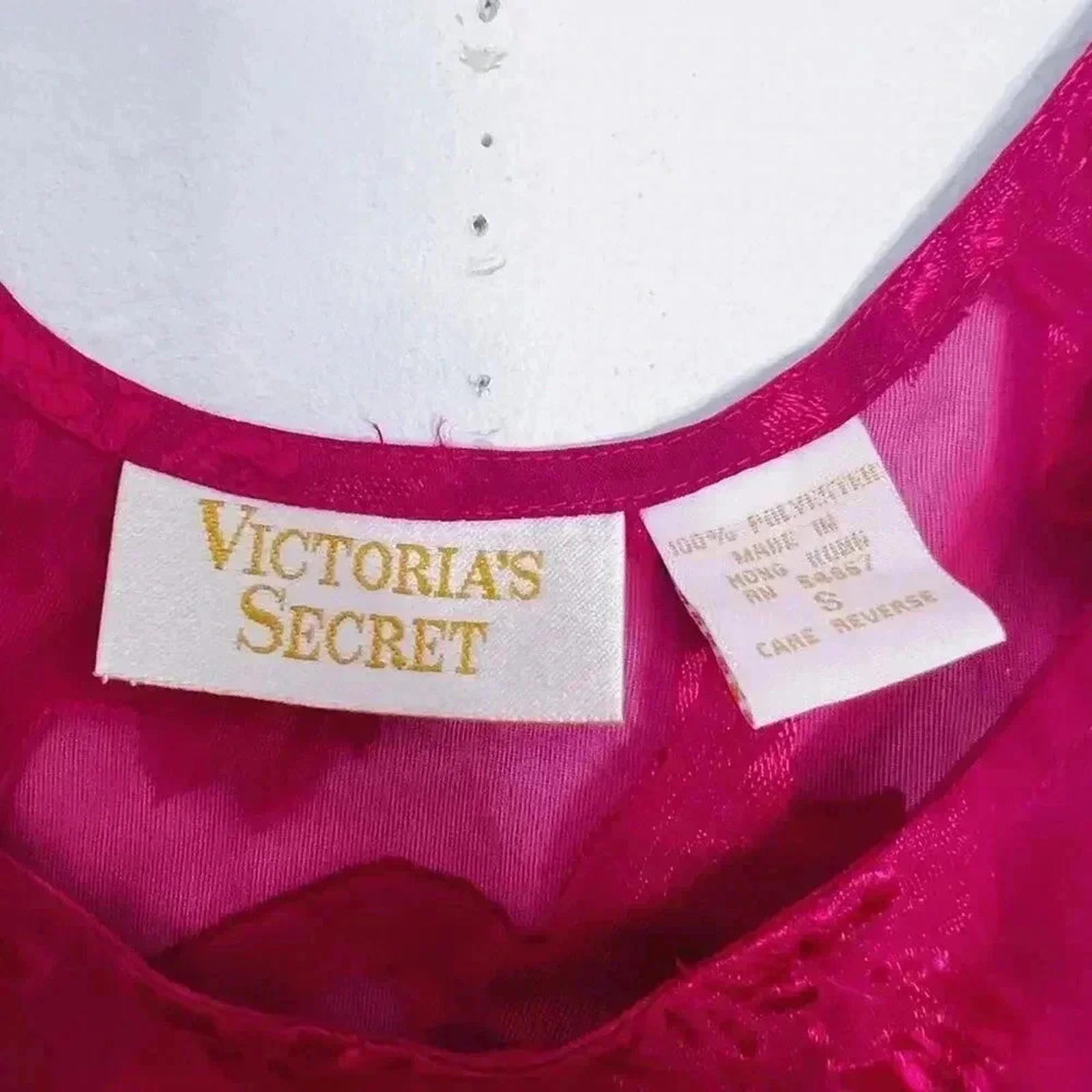 Vintage Victoria's Secret VS Gold Label Red Satin Floral Tank Women's Size S