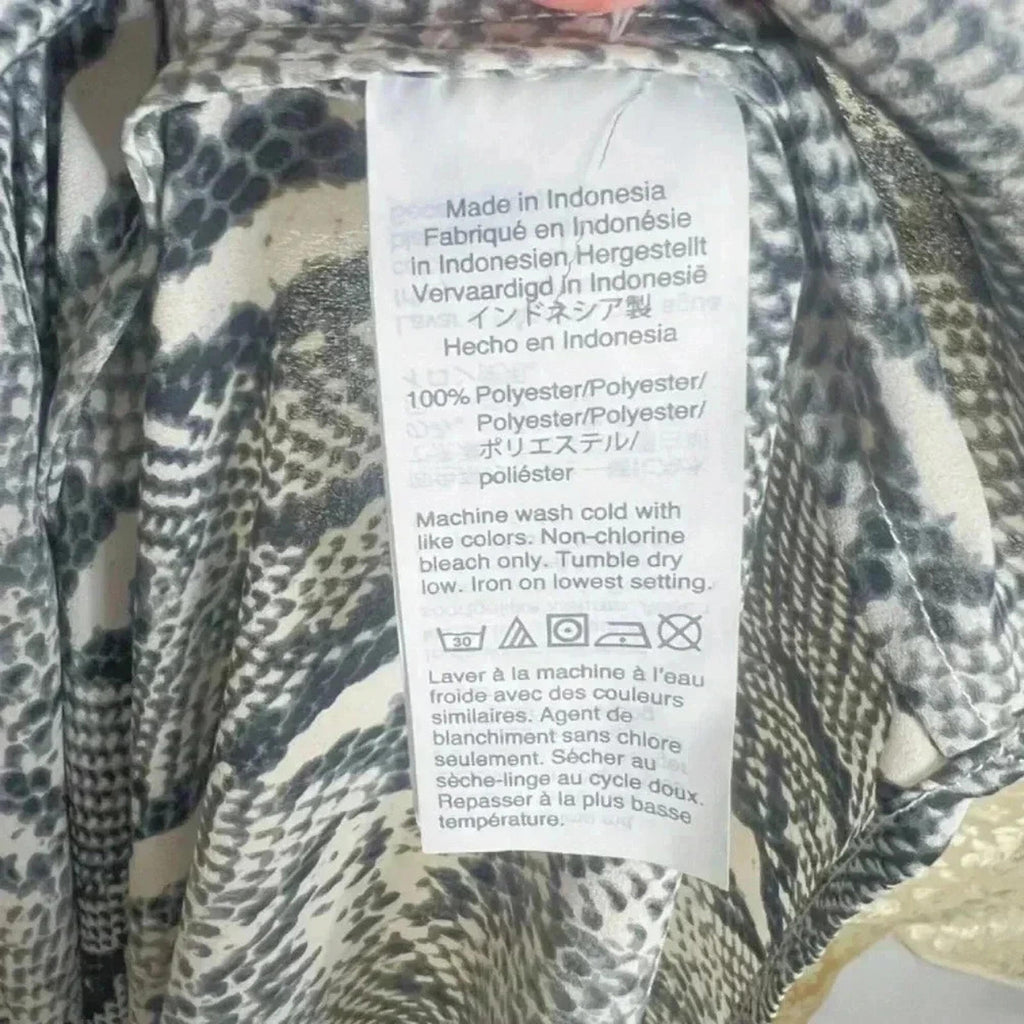 J Crew Snakeprint Blouse Long Sleeve Button Up Business Casual Office Size L