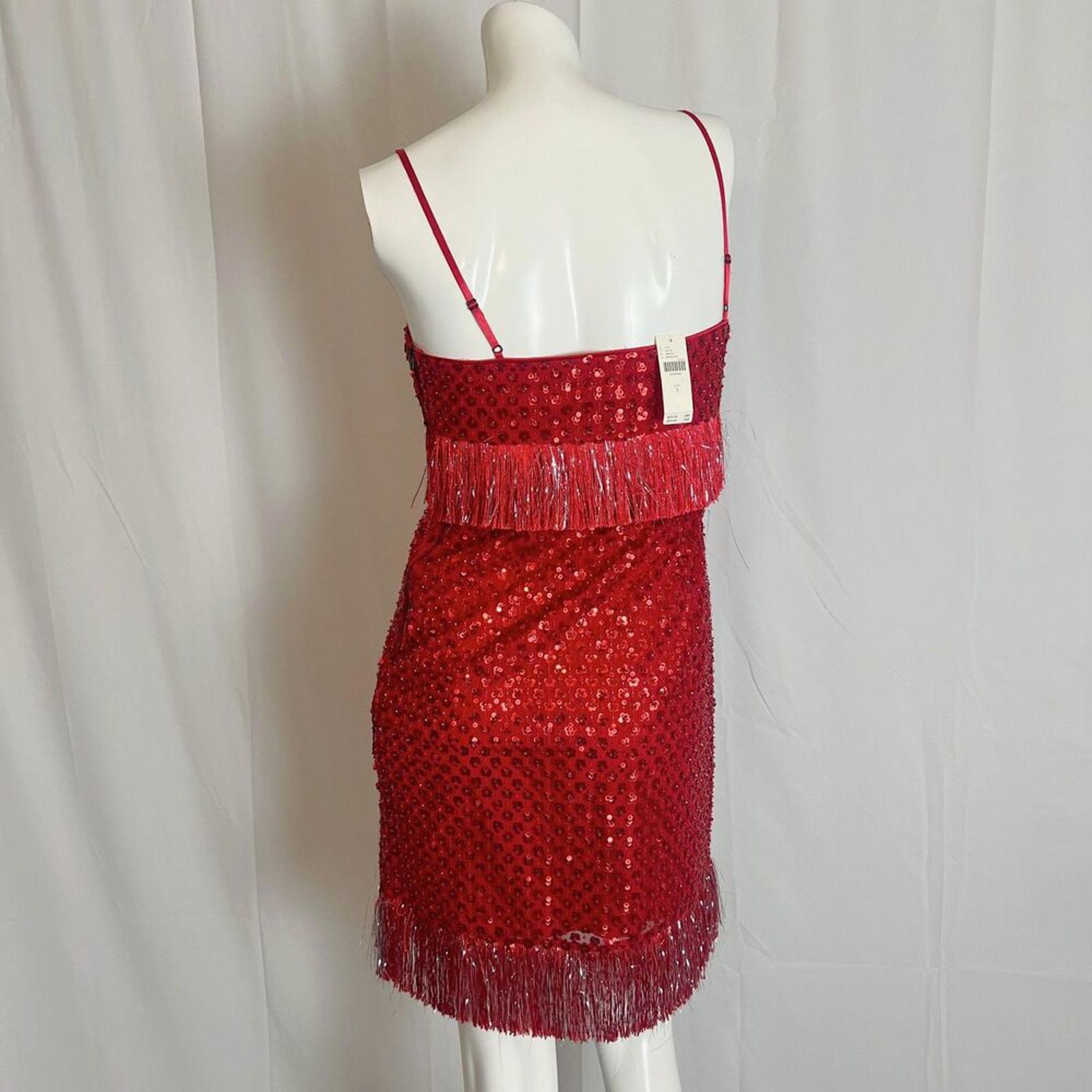 NWT Saylor Caitriona Sequin Fringe Mini Dress Red Sequined Dress Women's Size S