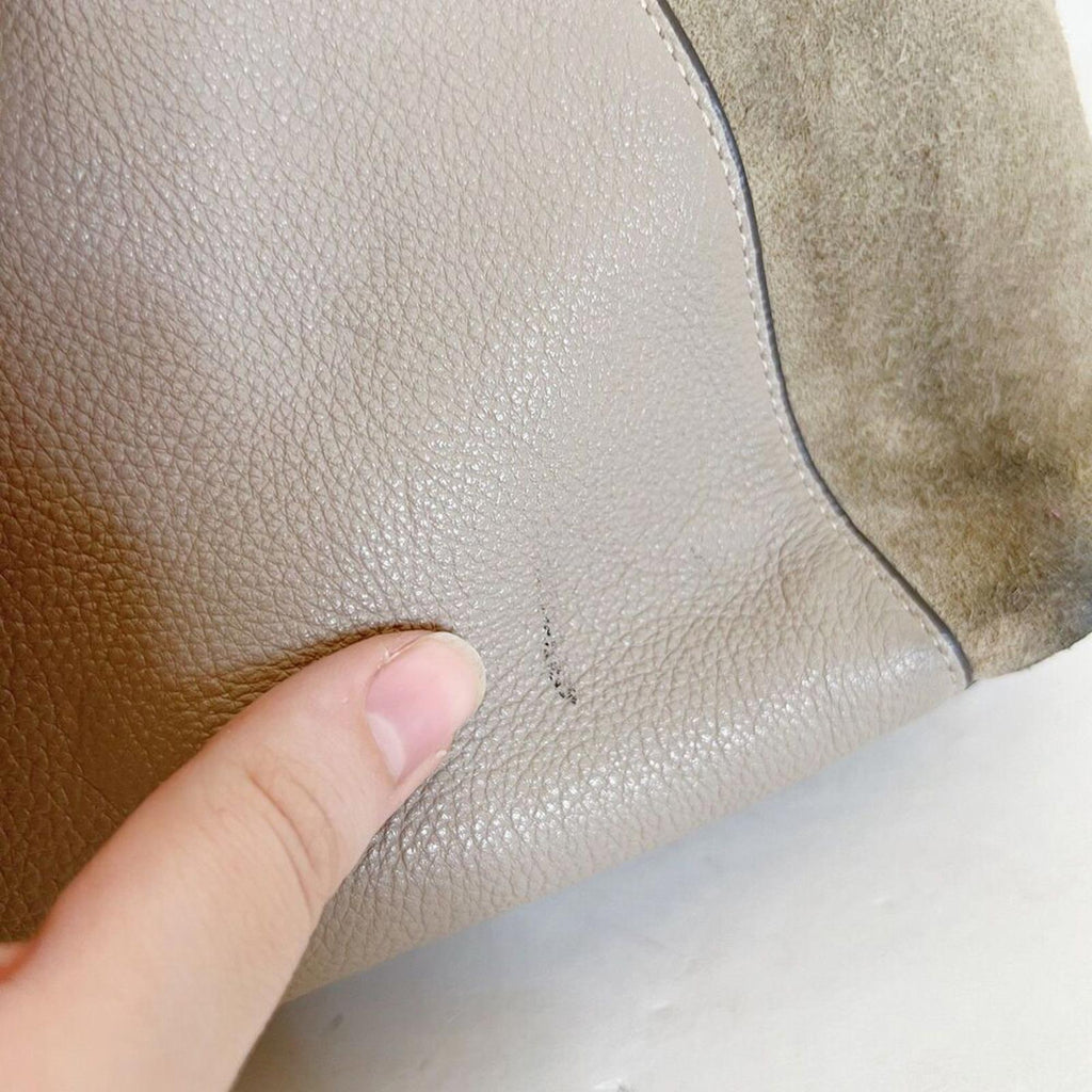 Coach Ava Tote in Taupe Leather and Suede Mixed Fabric Shoulder Bag Purse