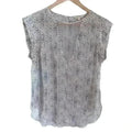 Silk Rebecca Taylor Charlie Blouse Geometric Pink Blue Short Sleeve Size 4