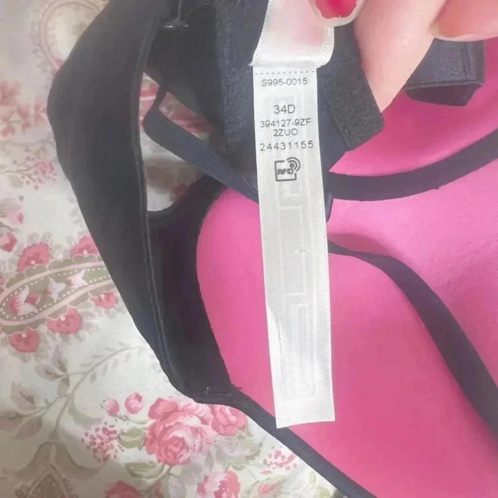 PINK by Victoria's Secret Black T Shirt Bra Pink Interior 34D