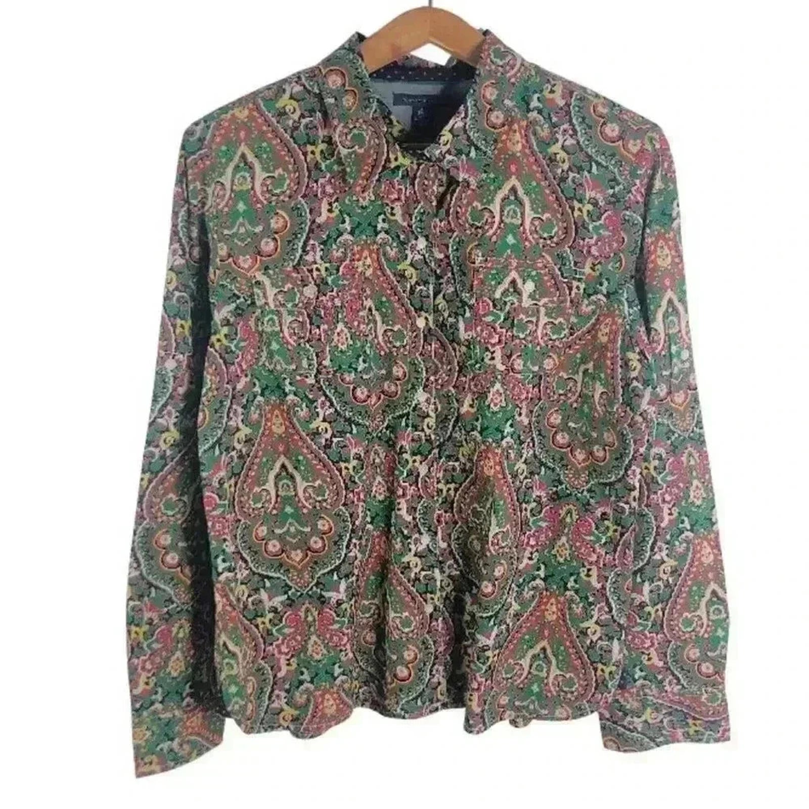 Vintage Tommy Hilfiger Button Down Patterned Shirt Women's Size XL