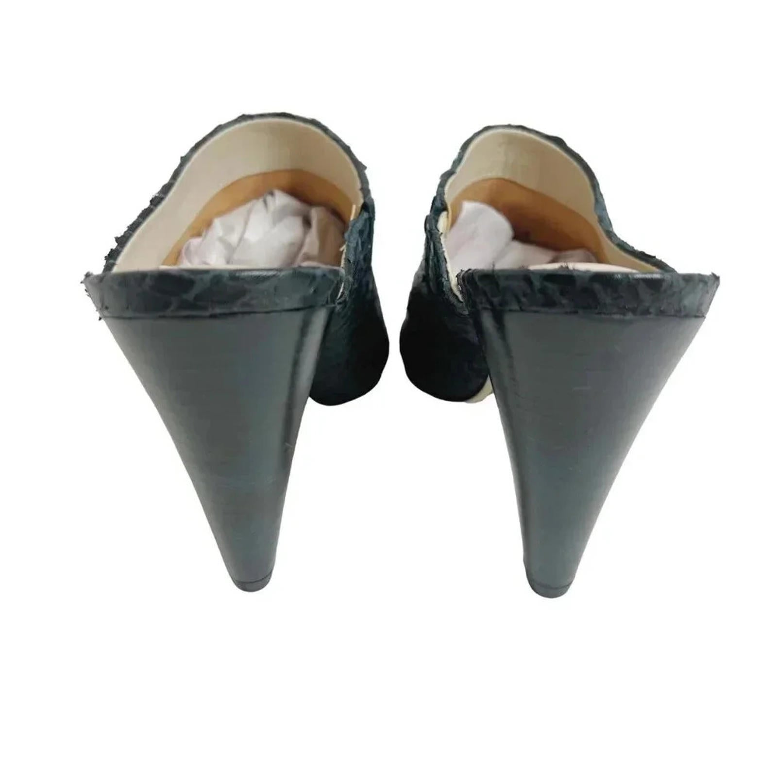 Able Grey Faux Snakeskin Heeled Mule Women's Size 8