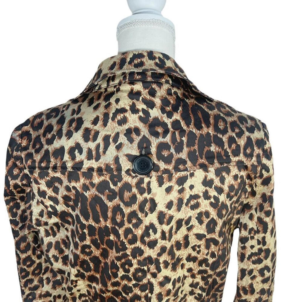 Vertigo Paris Leopard Print Trench Coat Jacket Animal Print Women's Size M