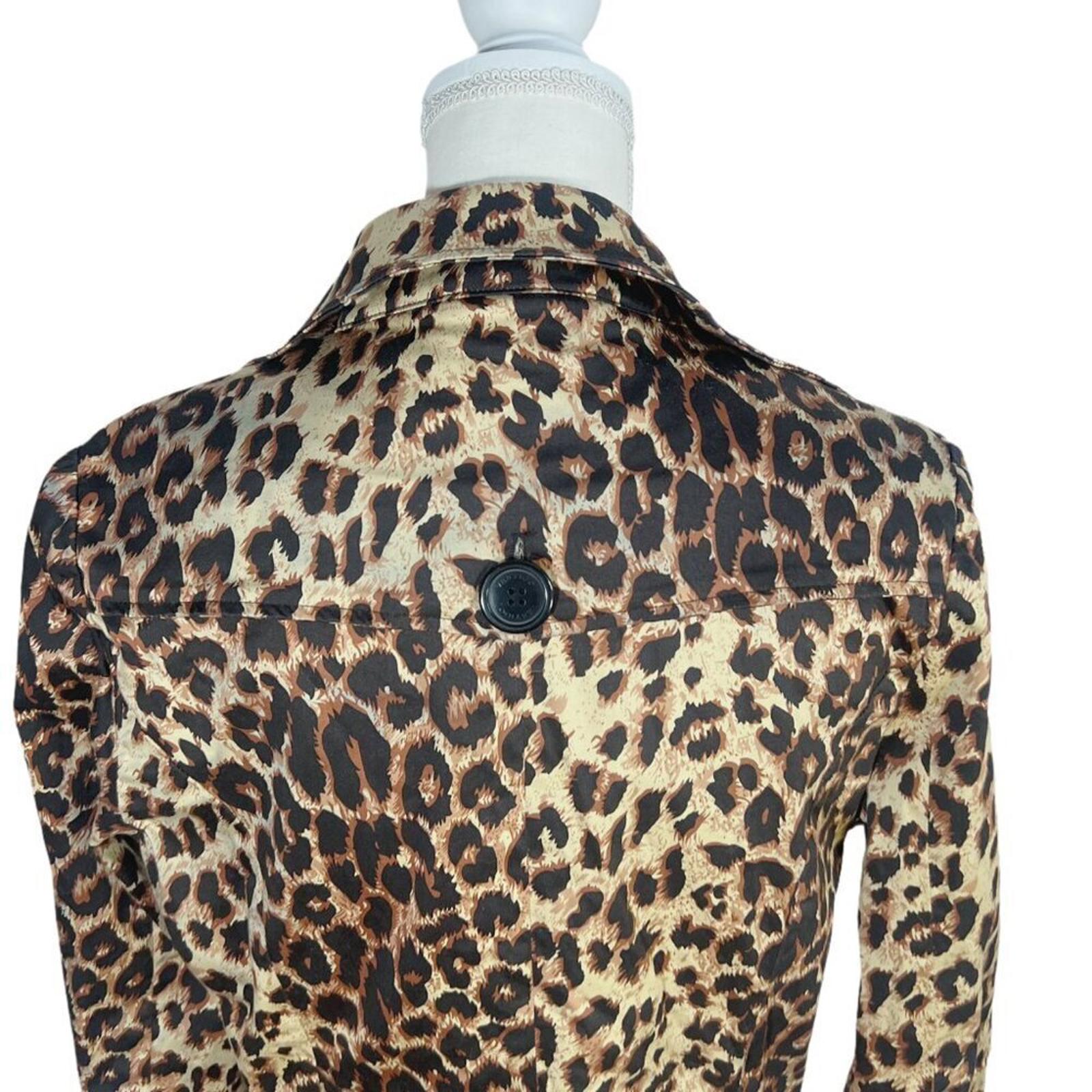 Vertigo Paris Leopard Print Trench Coat Jacket Animal Print Women's Size M