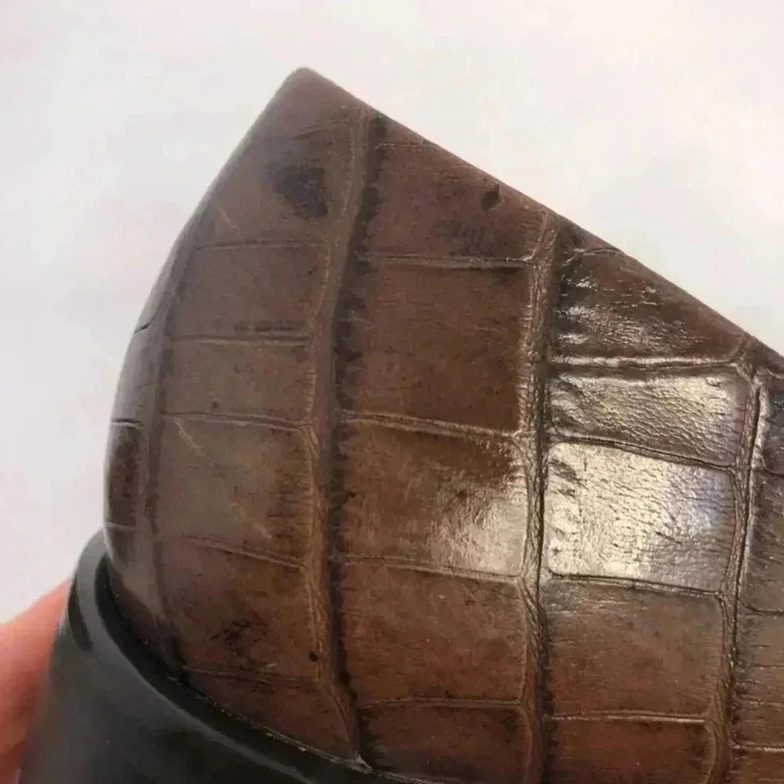 Vintage Franco Sarto Brown Crocodile Print Leather Men's Loafers