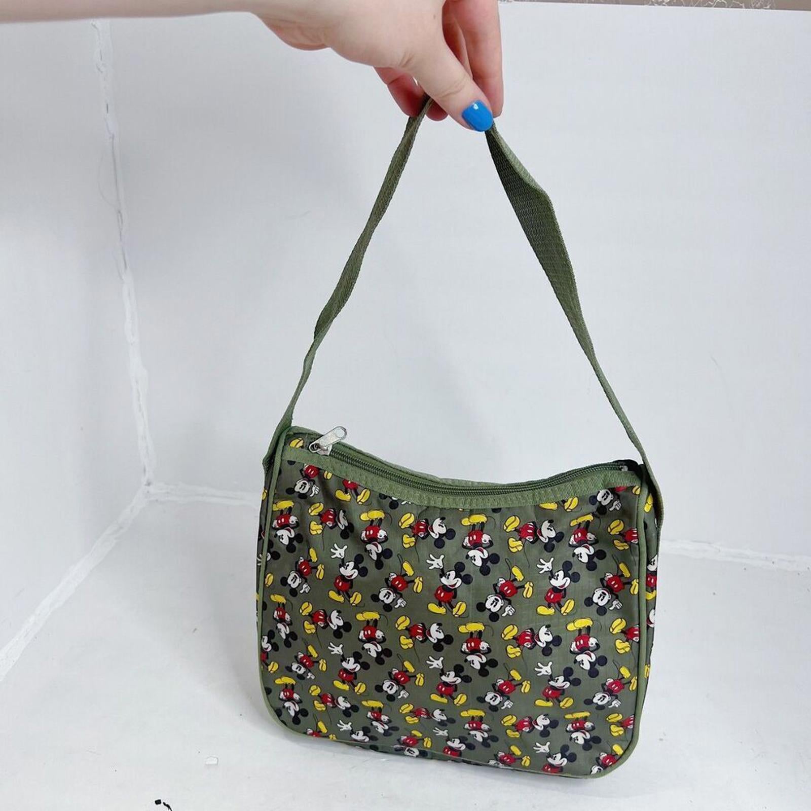 Disney Olive Green Mickey Mouse Nylon Shoulder Bag Purse