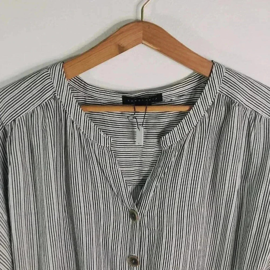 NWT Sanctuary Linen Striped Blue and White T Shirt Dress Tunic Nautical Size M