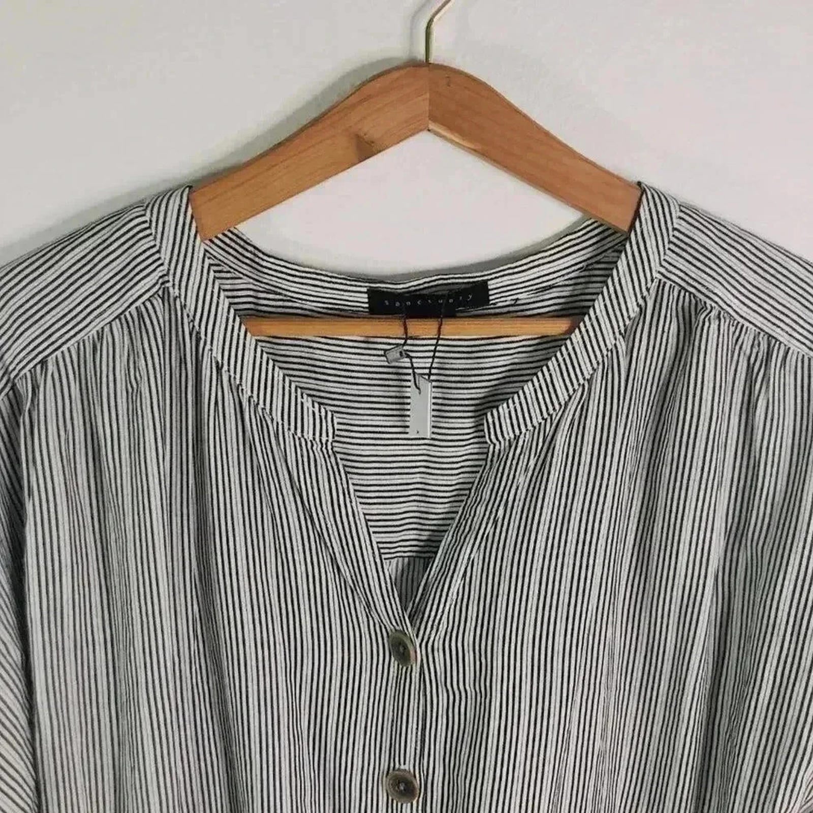 NWT Sanctuary Linen Striped Blue and White T Shirt Dress Tunic Nautical Size M
