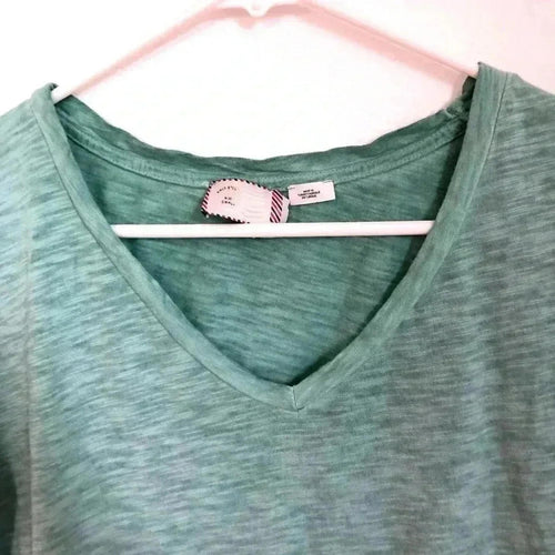 Anthropologie Postage Stamp Heathered Turquoise V Neck Tee Women's Size S