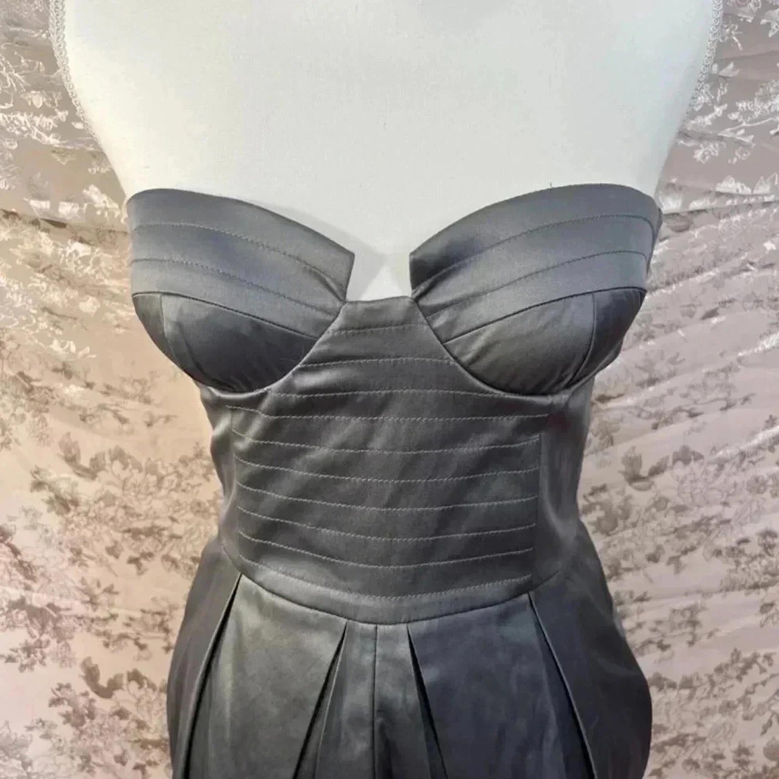 y2k Vintage Gunmetal Strapless Bodice Dress Size M