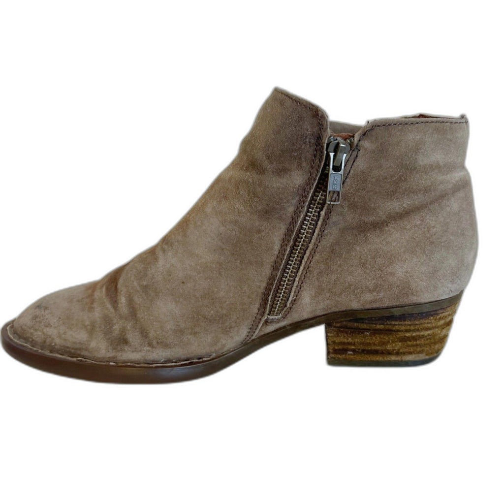 Born Bessie Taupe Suede Booties Lace Up Side Ankle Boots Women's Size 9.5