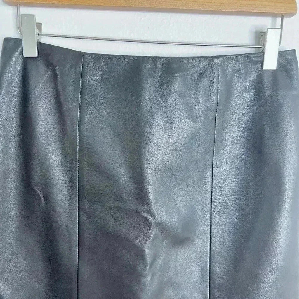 Talbots Black Leather Mini Skirt Punk Gurnge Moto Women's Size 2P