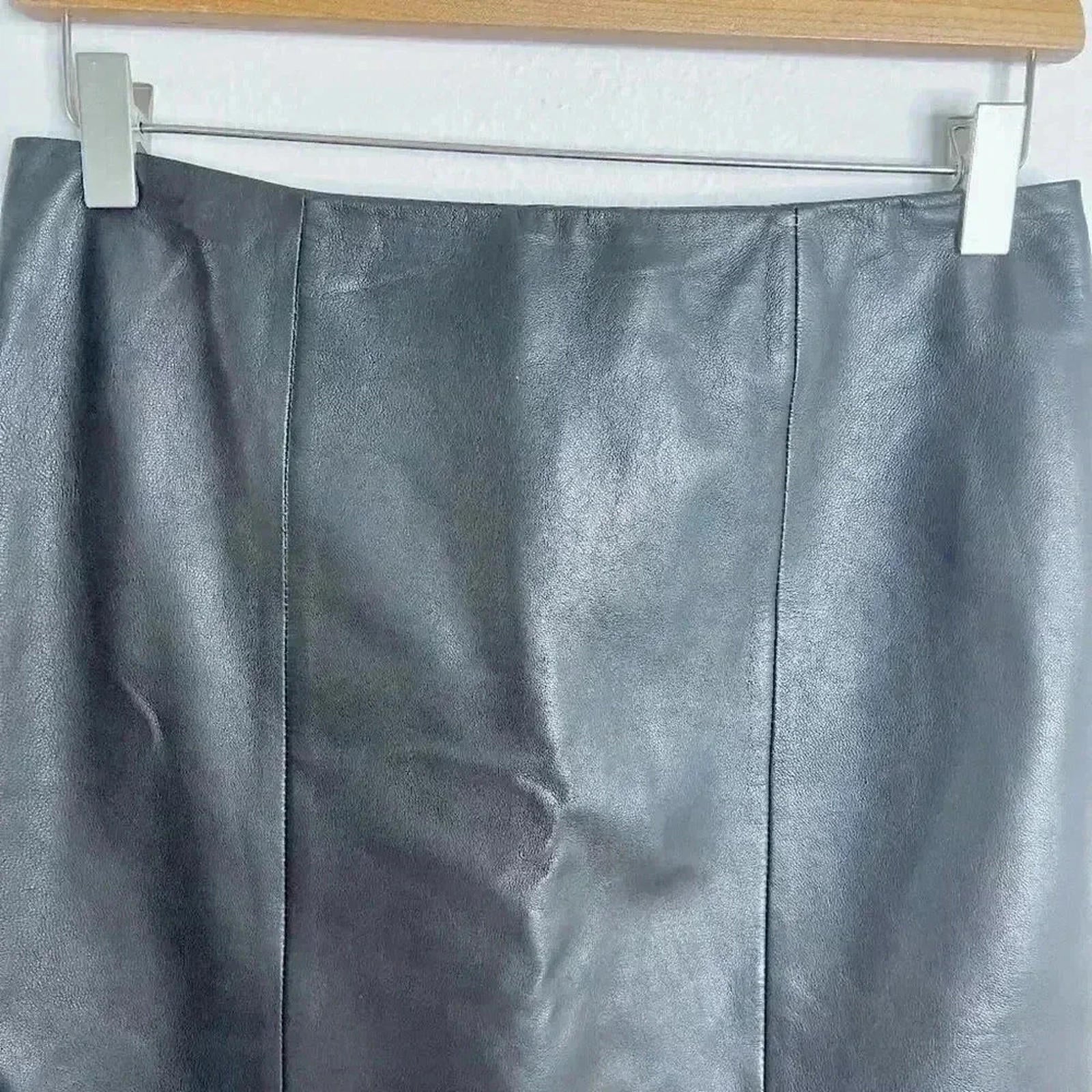 Talbots Black Leather Mini Skirt Punk Gurnge Moto Women's Size 2P