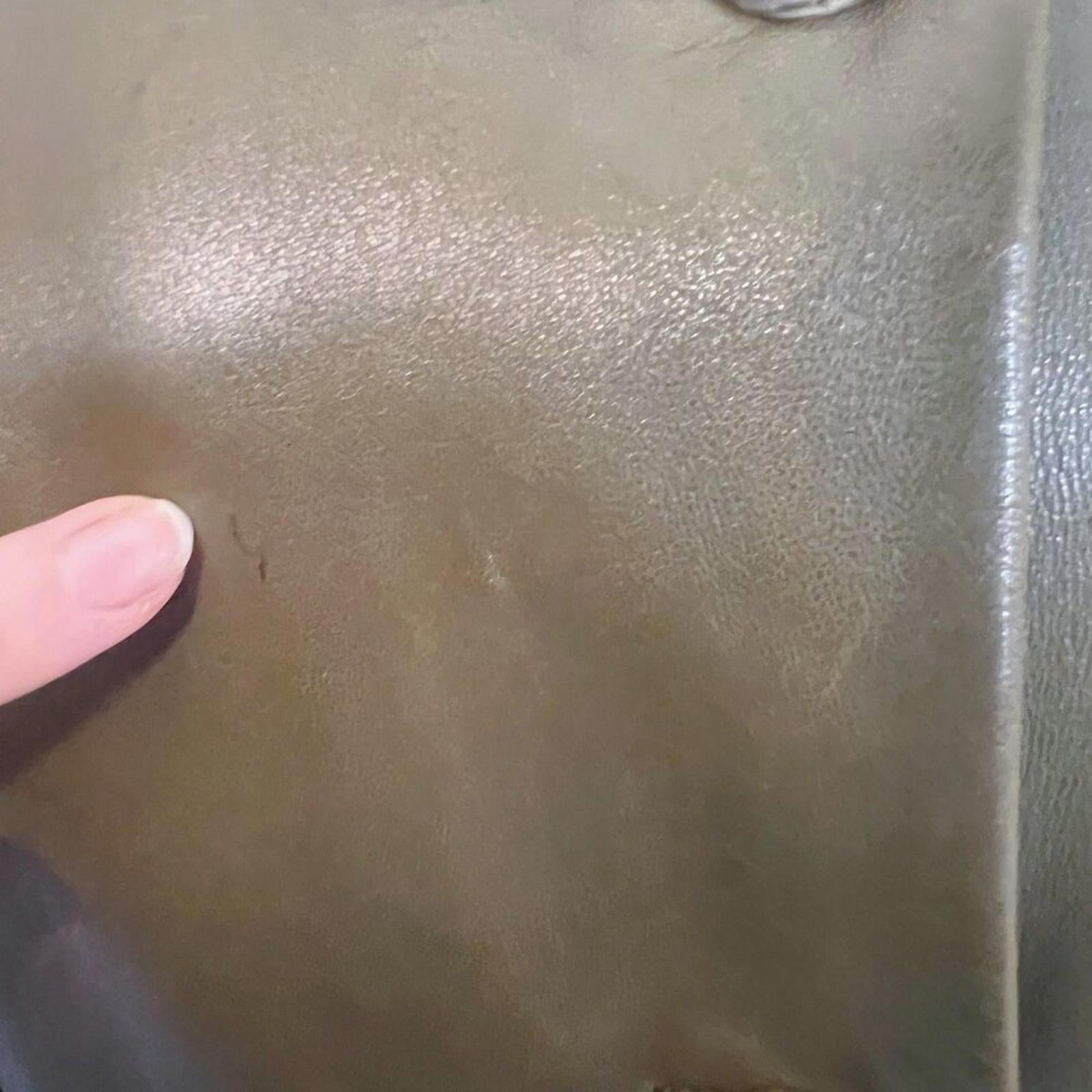 She's Miss Korean Green Leather Button Up Jacket Fur Collar Size S
