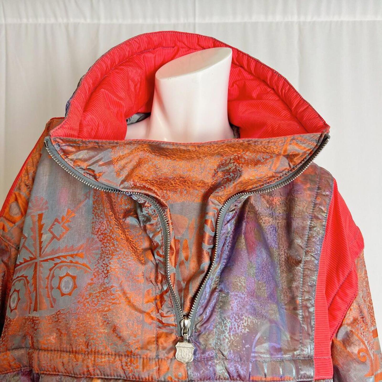 Vintage 1980s Kaelin Ski Jacket Orange Purple Holographic Women's Size 10