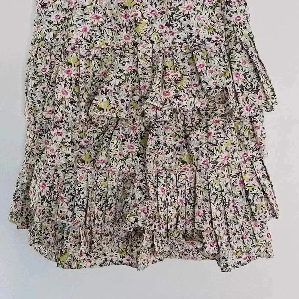Y2K J Crew Strapless Ruffle Tiered Mini Dress Coquette Boho Chic Women's Size 6