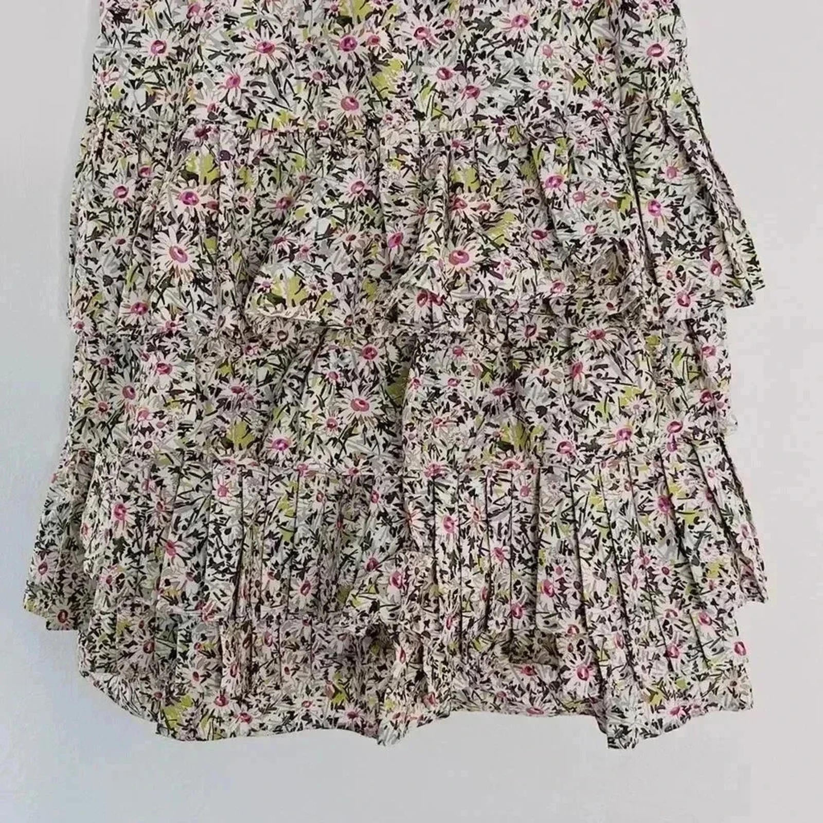 Y2K J Crew Strapless Ruffle Tiered Mini Dress Coquette Boho Chic Women's Size 6