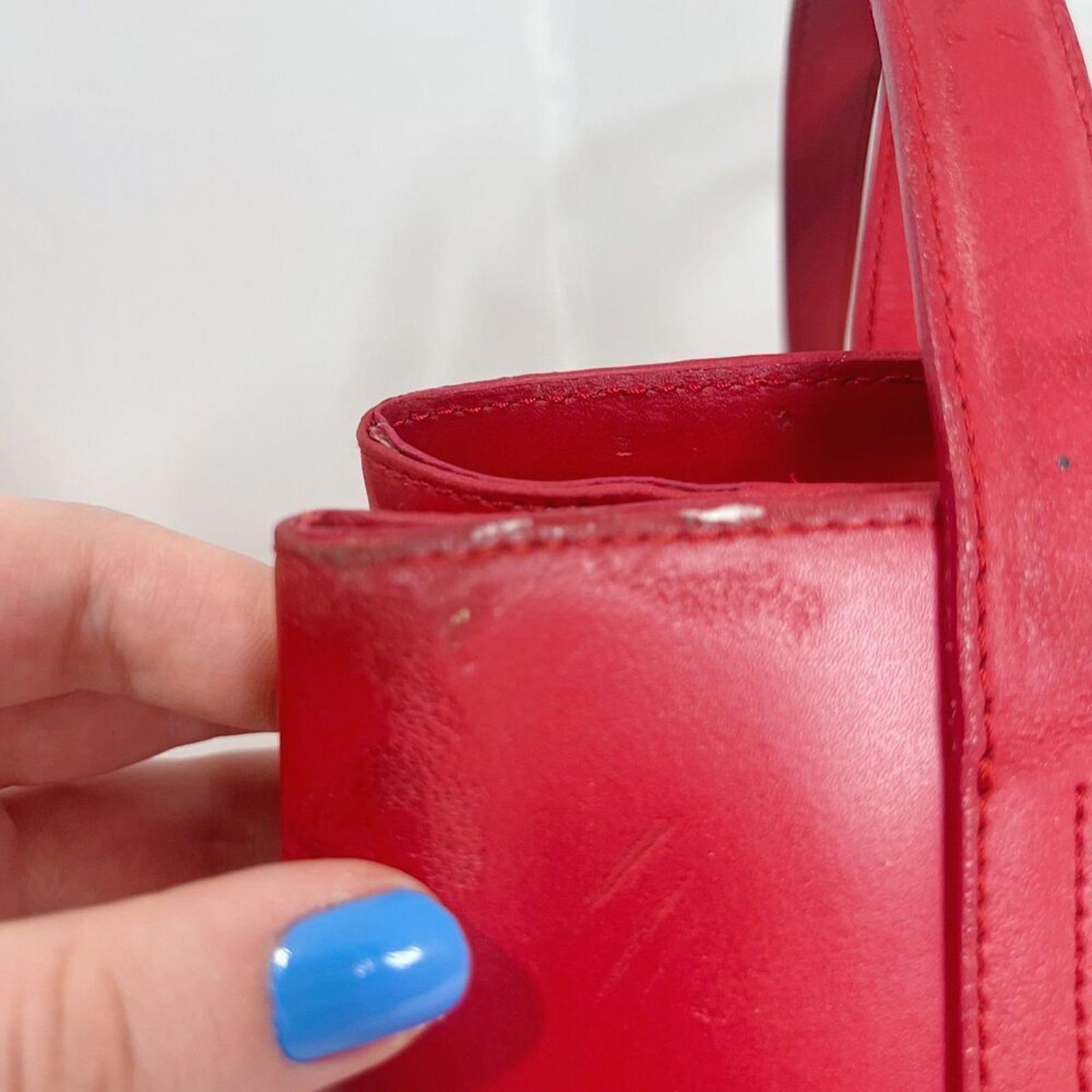 Furla Vintage Red Leather Shoulder Bag Handbag Purse Candy Apple Cherry