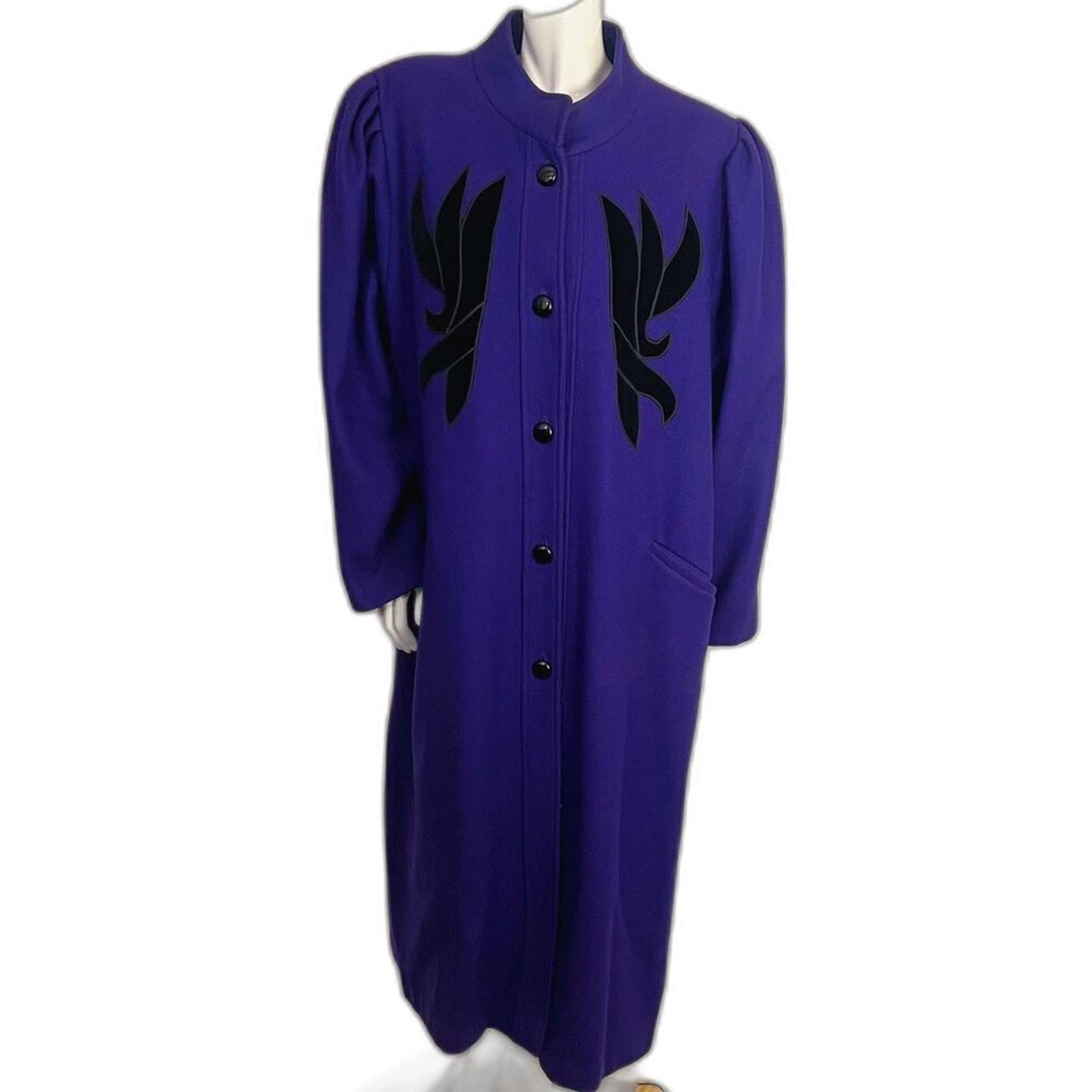 Vintage 1980s Komitor New Wave Purple Wool Jacket Goth Emo Alt Size L