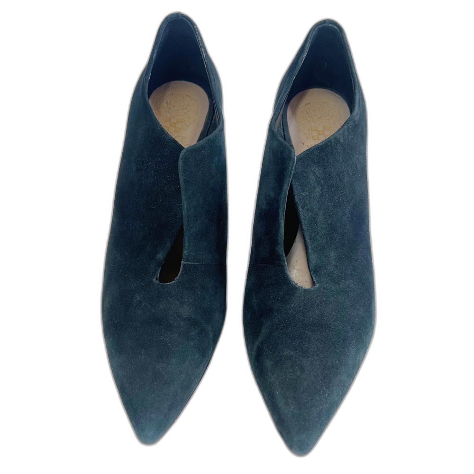 Vince Camuto Metseya Black Suede Bootie Heel Pump Split Vamp Women's Size 8