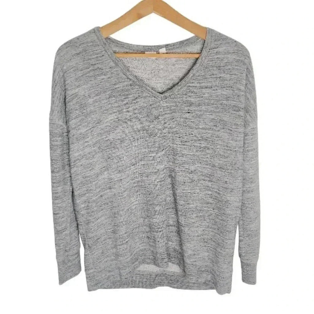Gap Grey Heathered Terrycloth V Neck  Sweatshirt Women's Size XS Loungewear