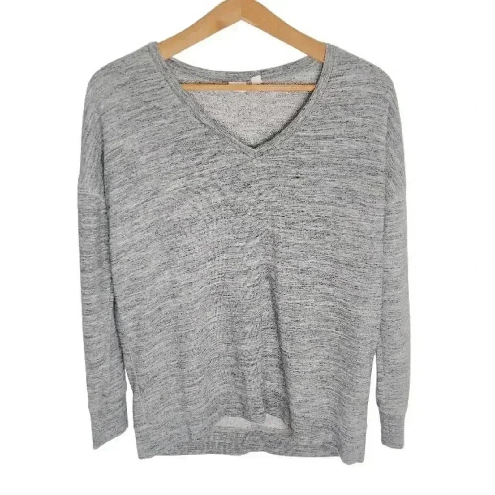 Gap Grey Heathered Terrycloth V Neck  Sweatshirt Women's Size XS Loungewear
