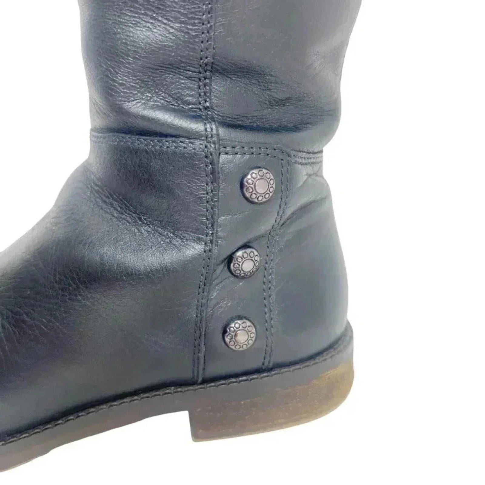 Franco Sarto Cranford 2 Black Leather Knee High Riding Boots Women's Size 5.5