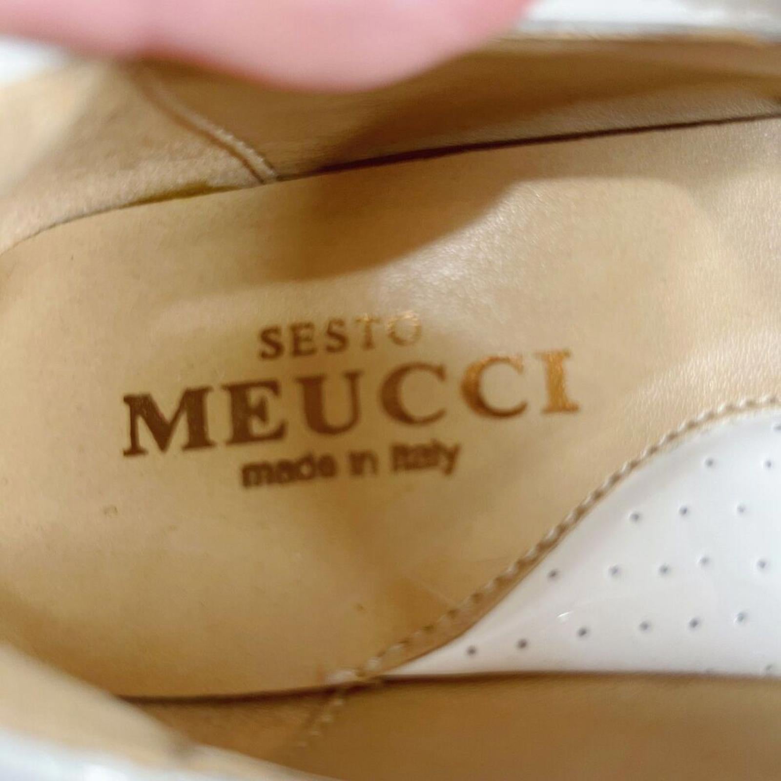 Sesto Meucci Gyan Napa Leather Mary Jane Sneakers White Silver Size 7.5 N