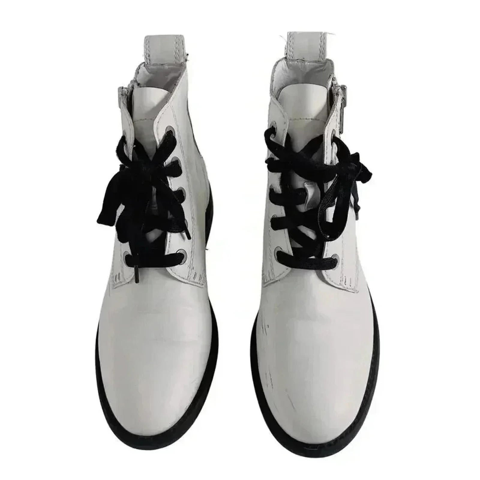 BP White Faux Leather Combat Boots Moto Boots Women's Size 9