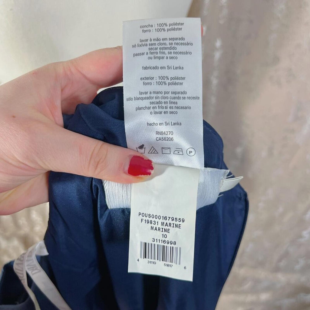 David's Bridal Long Chiffon Surplice Tank Dress in Marine Blue Women's Size 10