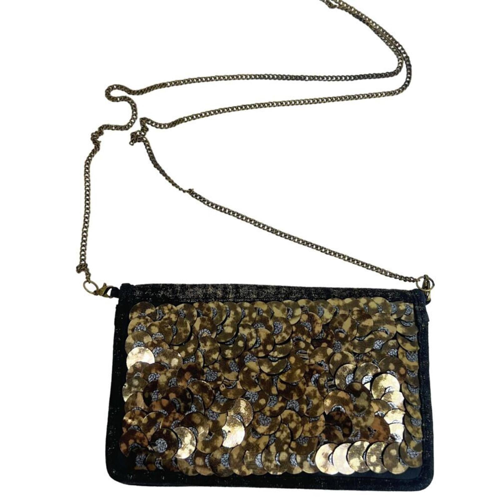Ecote Urban Outfitters Gold Sequined Wallet Bag Evening Bag Distressed