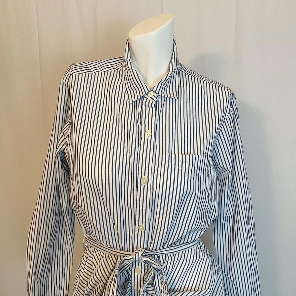 GAP Blue White Striped Shirt Dress Button Up Long Sleeve Women's Size M