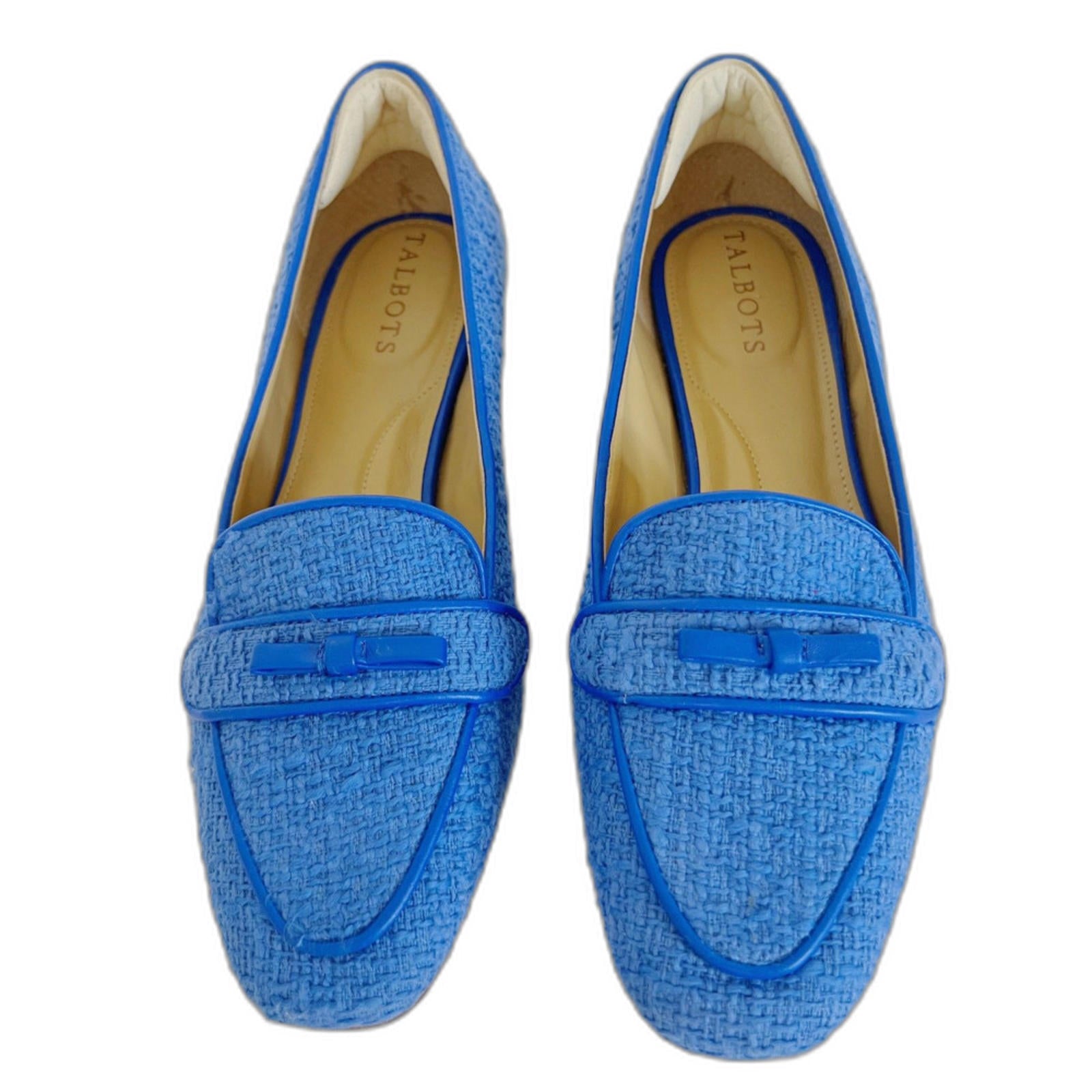 Like New Talbots Jane Bow Loafers Amherst Tweed in Capri Blue Flats Size 7.5