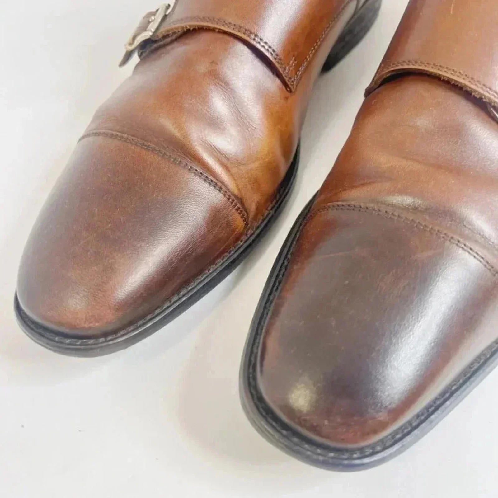 Florsheim Men's Brown Leather Montinaro Double Monk Dress Shoes Size 12