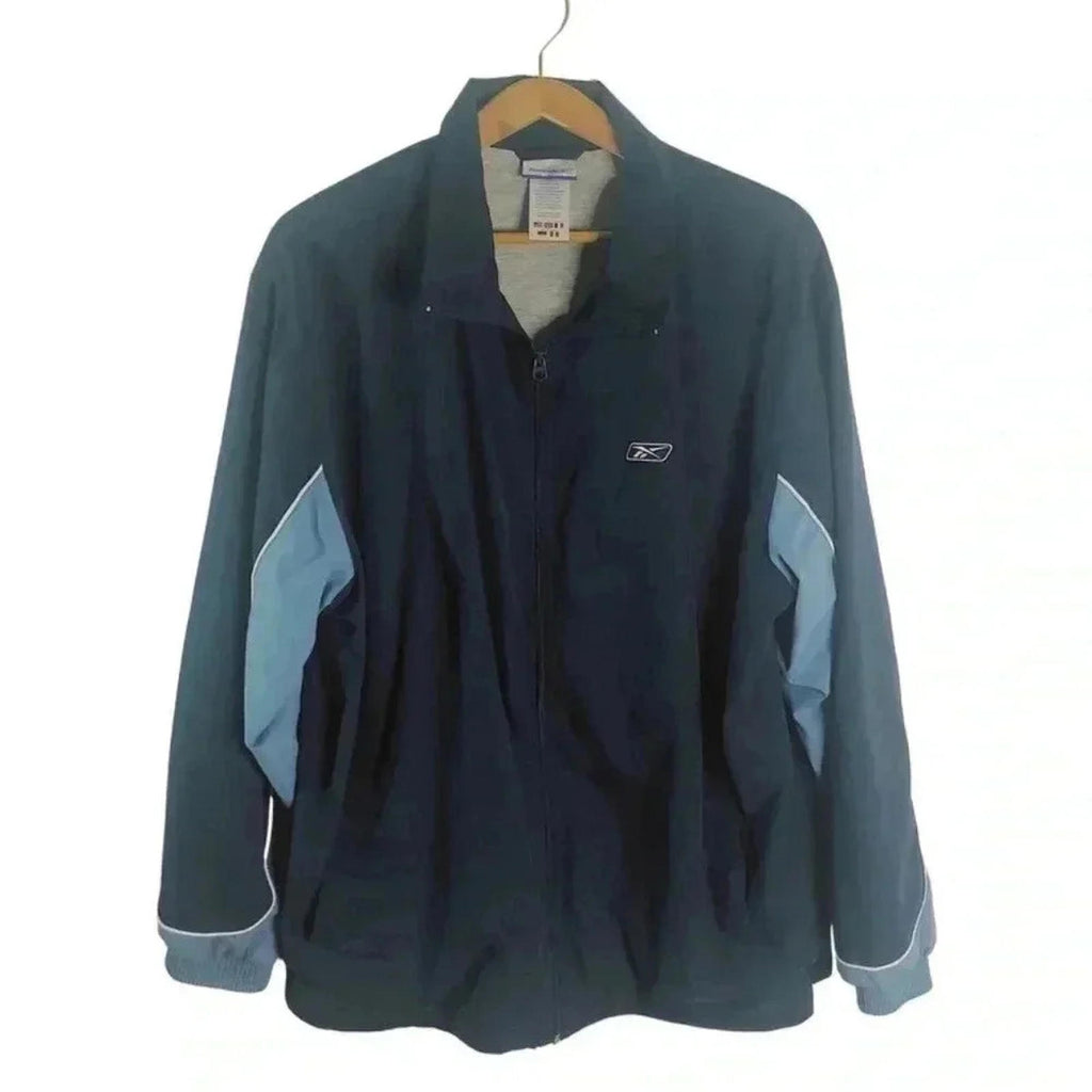 Vintage Men's Reebok Navy Blue Windbreaker Running Jacket Size XL