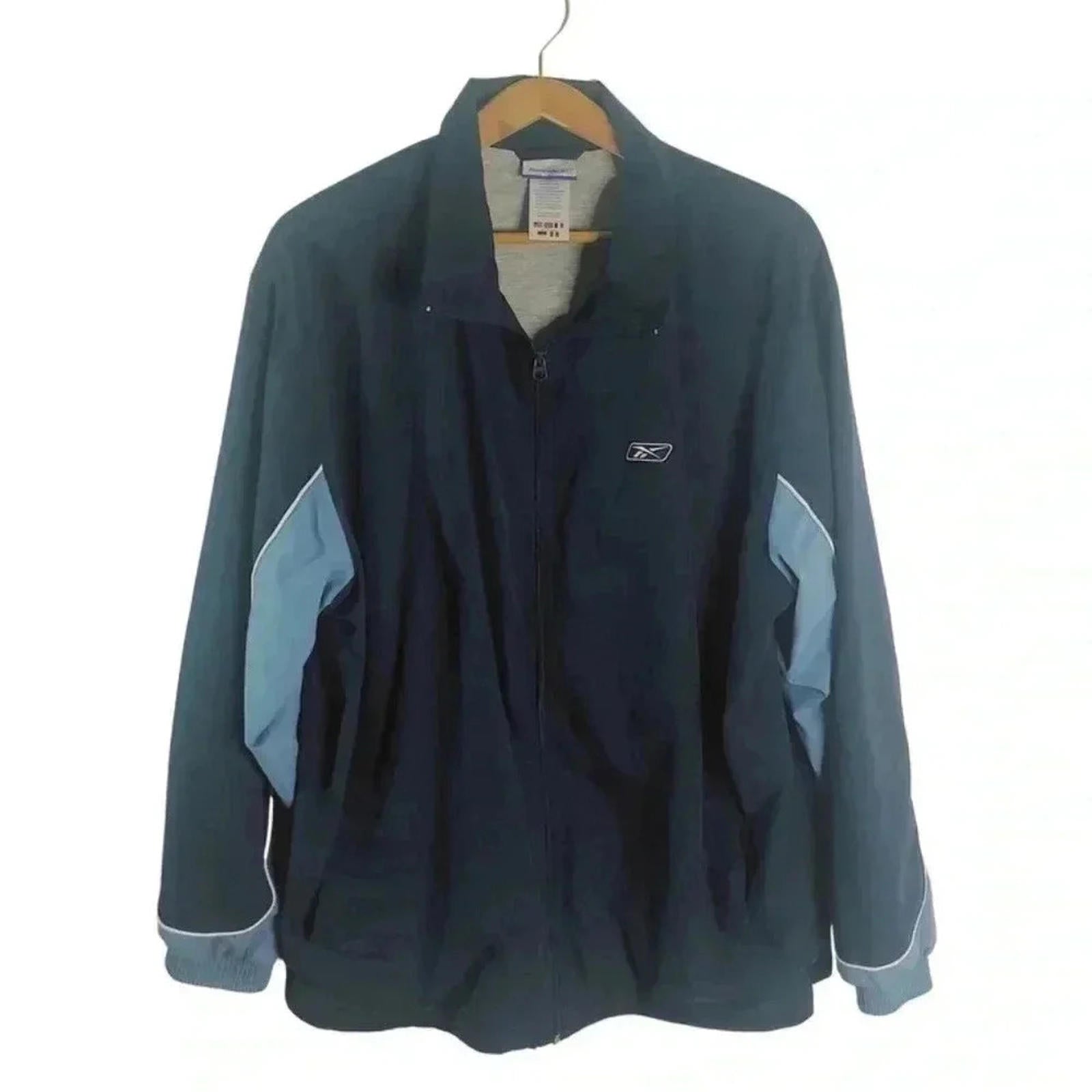Vintage Men's Reebok Navy Blue Windbreaker Running Jacket Size XL