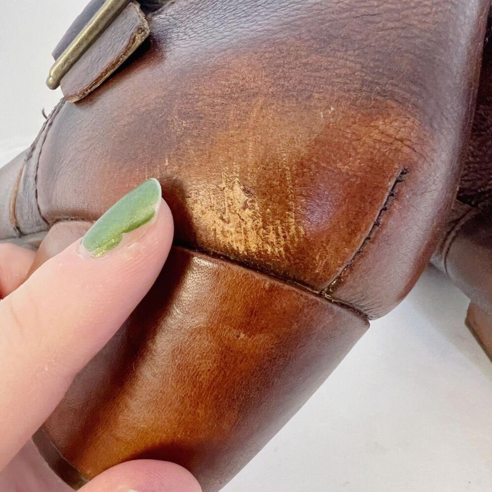 Kork-Ease Isa Brown Leather Ankle Boots Moto Bootie Distressed Women's Size 8.5