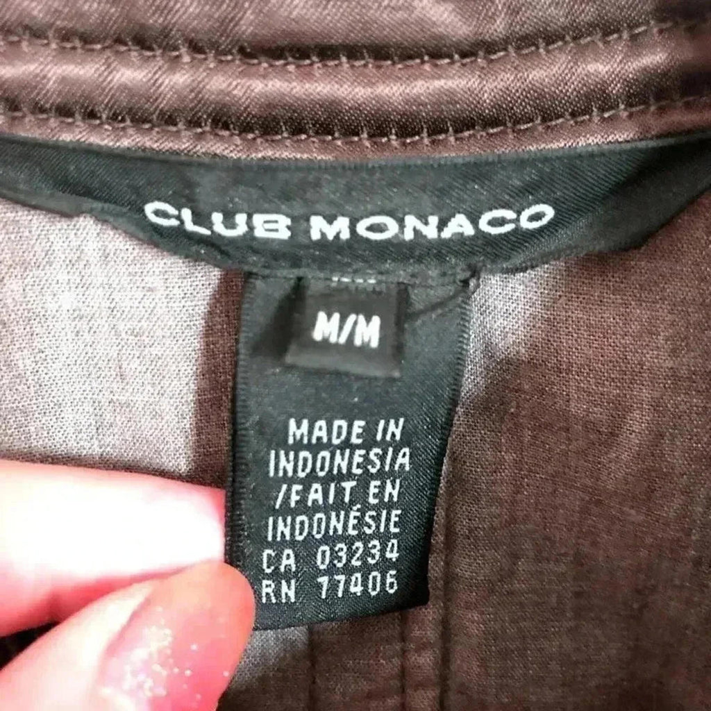 Club Monaco Brown Satin Moto Jacket Women's Size M