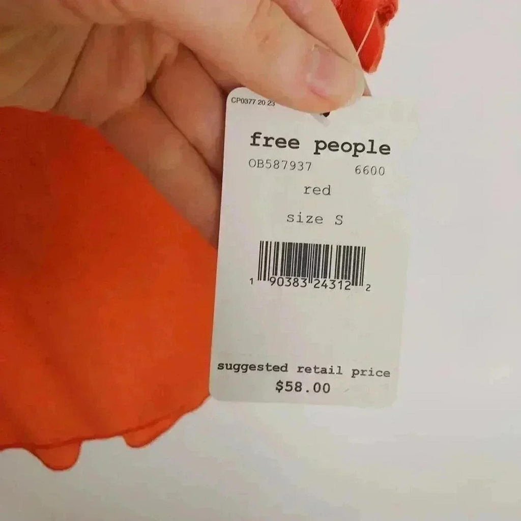 NWT Free People Orange Asymmetrical Burnout T Shirt Top Women's Size S