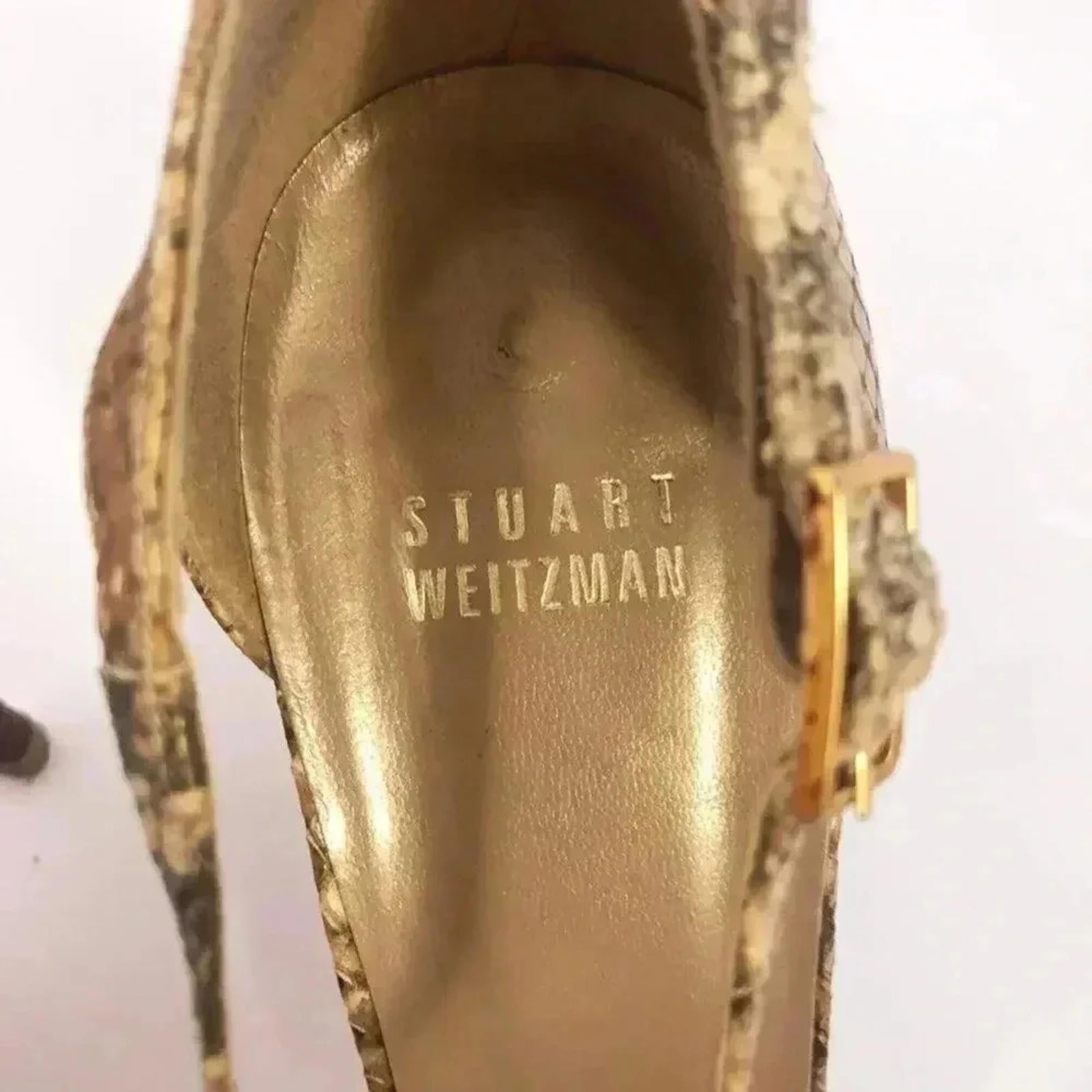 Stuart Weitzman y2k Snakeskin Python Print Stiletto Strappy Heel Pump Size 7.5